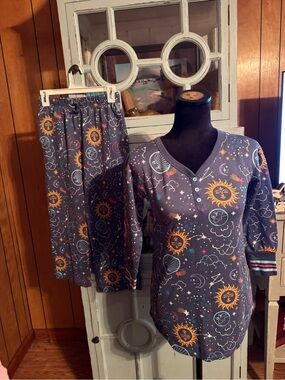 Thereabouts Sun & Moon 2 PC Set - Navy Orange Size M 10 12 B17